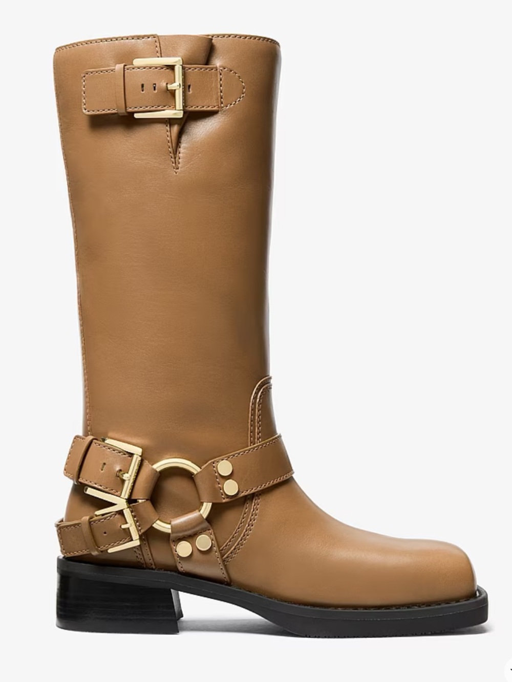 Michael Kors Leather Crosby Moto Boots